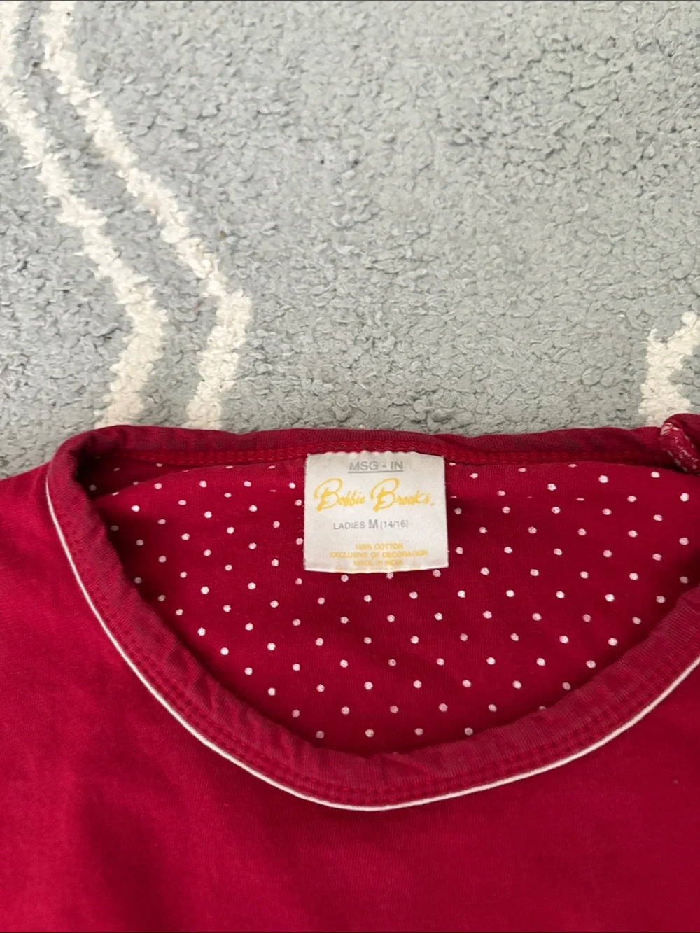 Bobbie Brooks Red Short Sleeve Tee with Butterfly Stitching